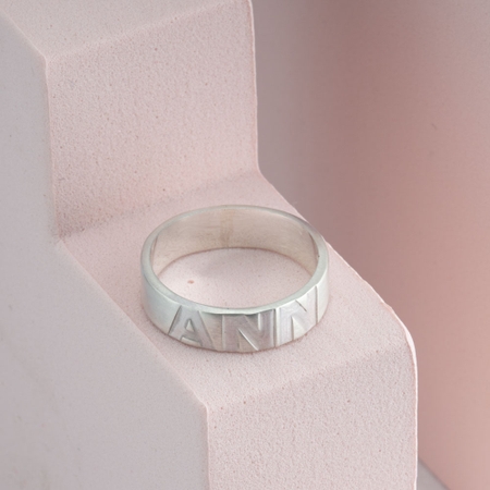 Block Letters Custom Name Ring