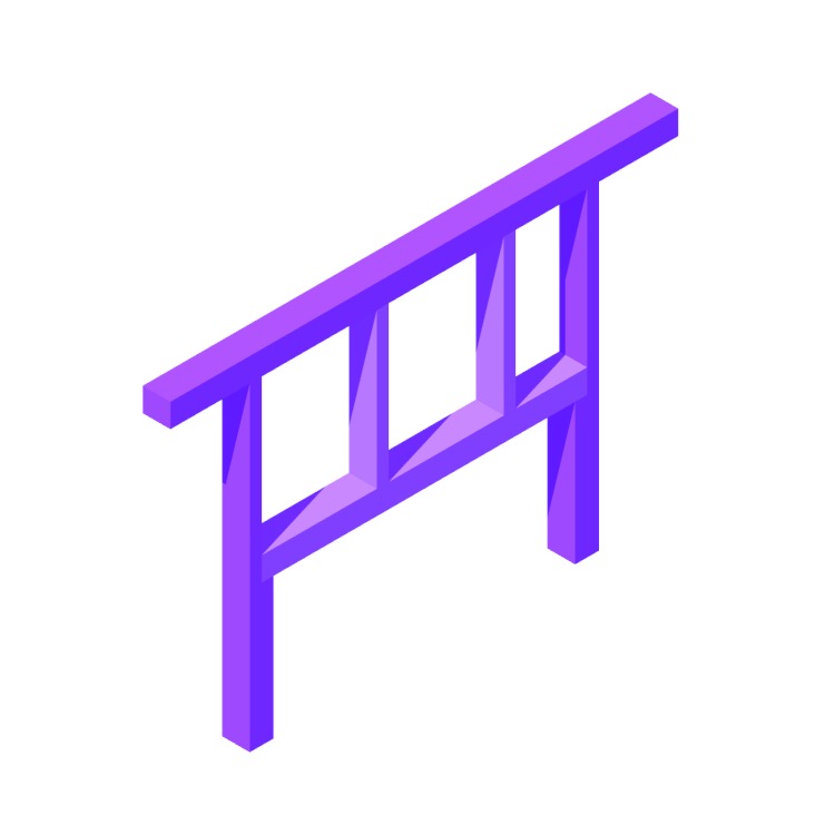 3D model of Flat 2x Wood Wall Headers viewed in perspective