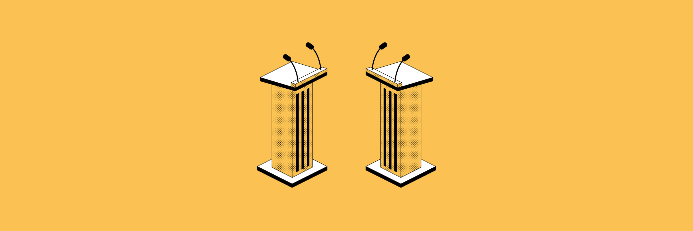 illustration of two podiums on gold background