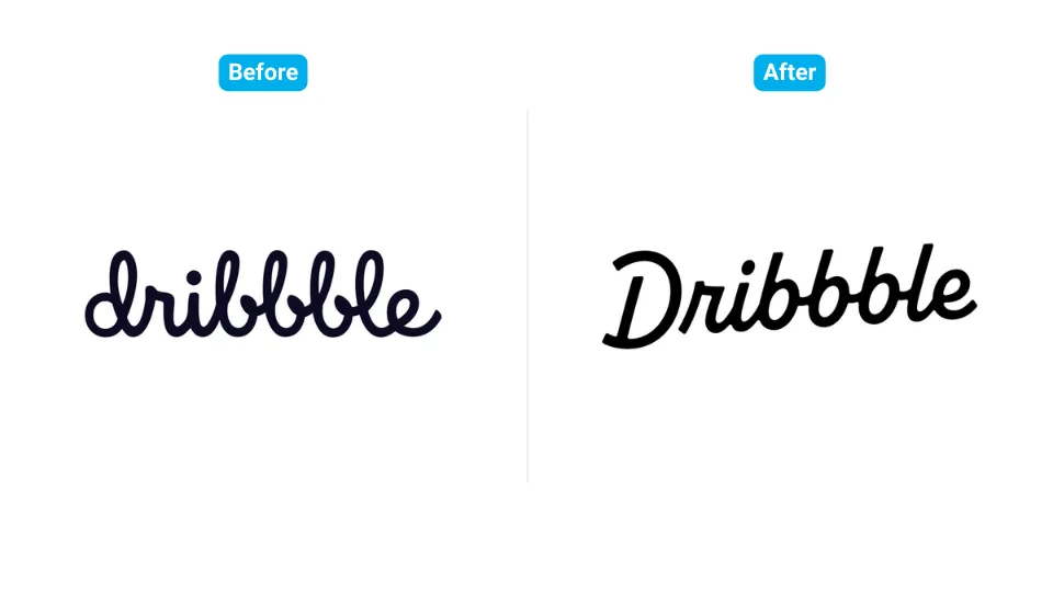 Dribble logo before and after.