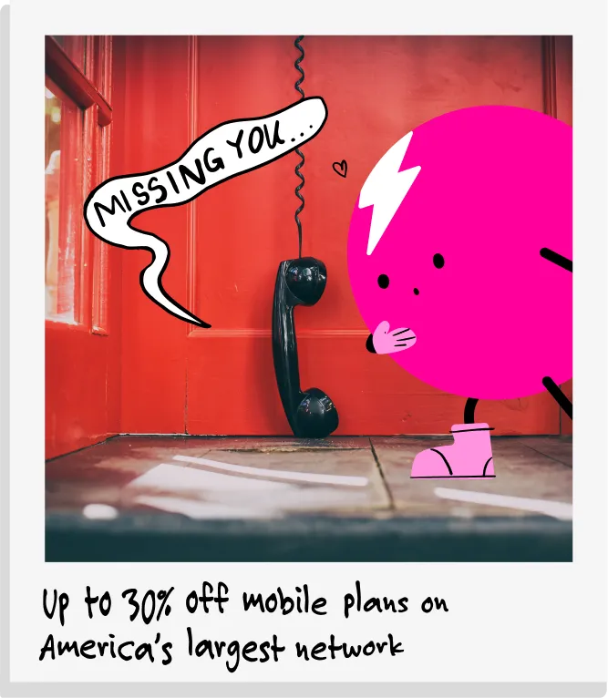 A polaroid photo of Spottie, Super's mascot, standing by a phone