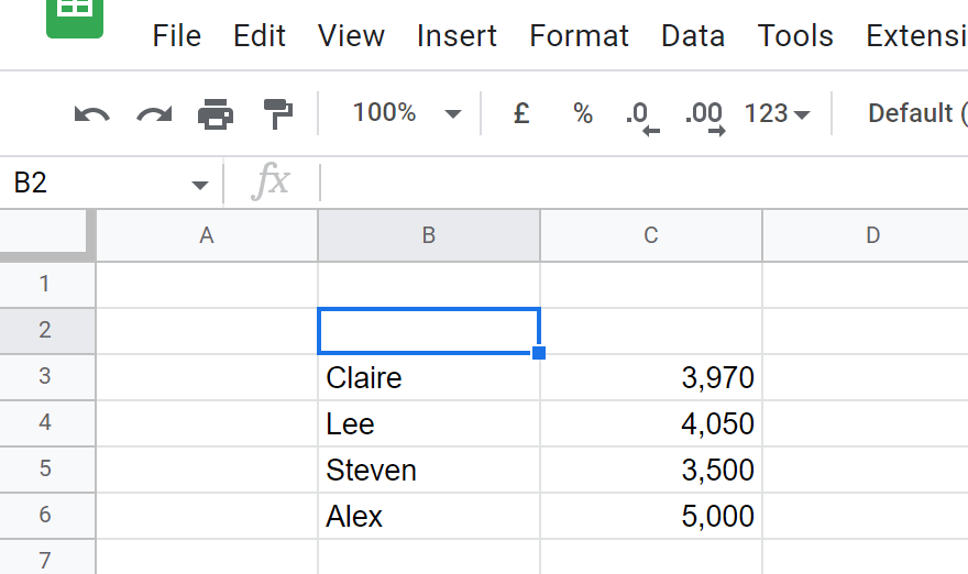 Name column in Google Sheets: Double click empty cell