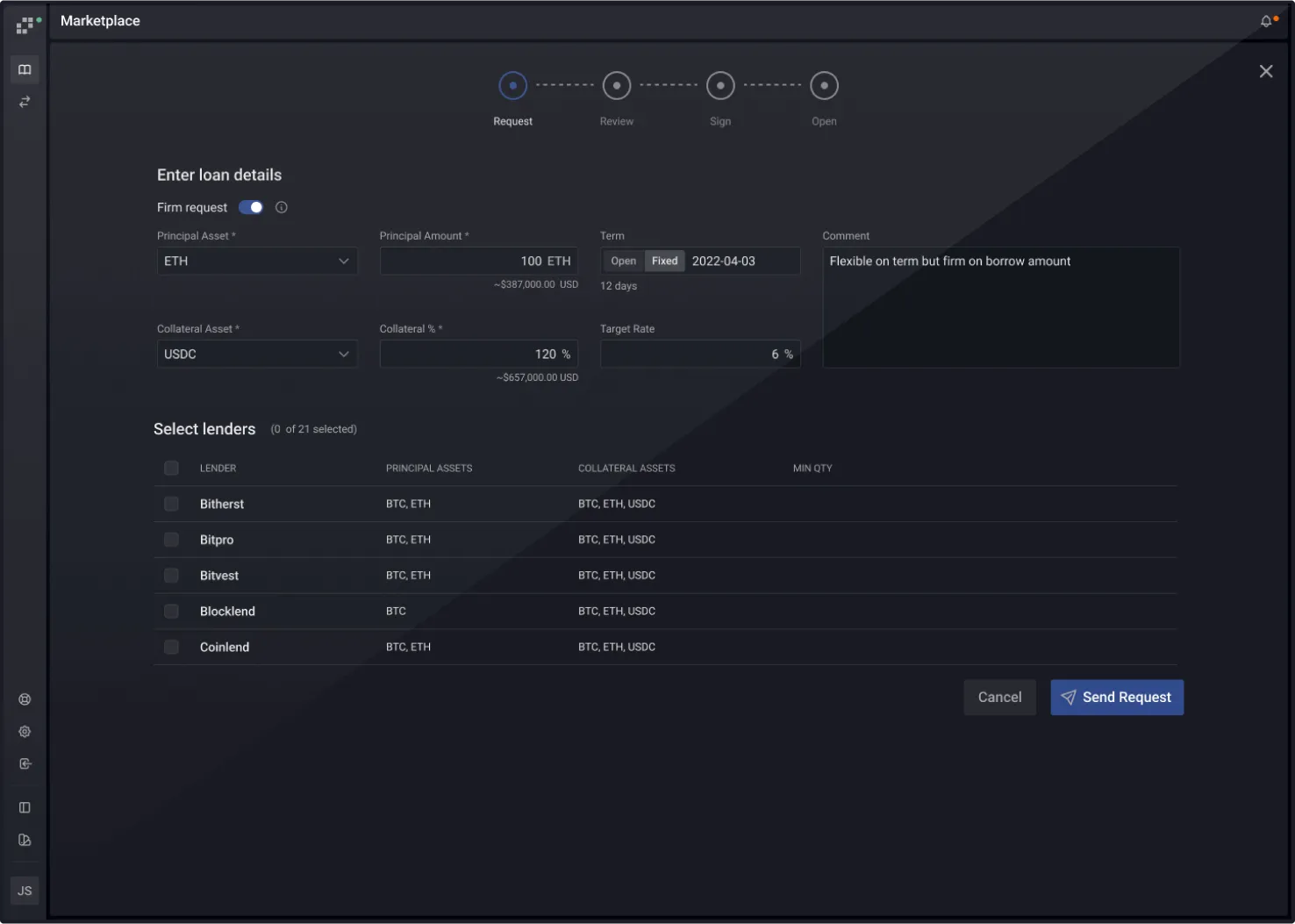 Talos Lending Marketplace solution UI