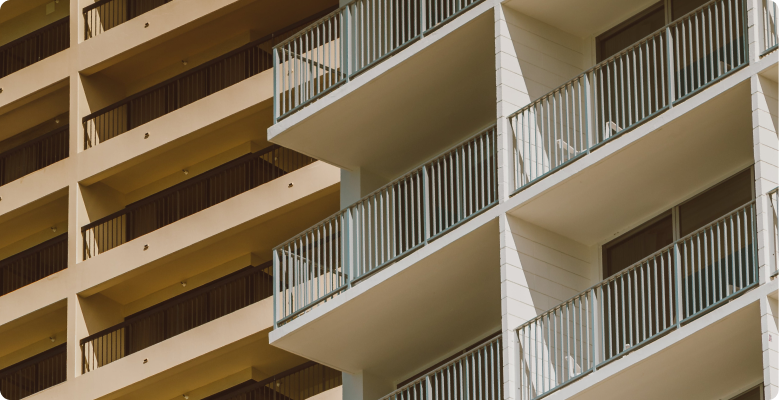 Image of balcony for apartment building. 