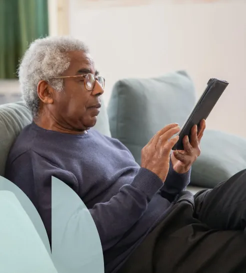 a man holding tablet