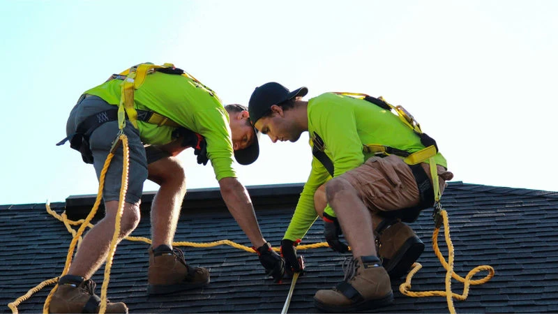 Employees working on a roof know they are protected with workers’ comp insurance.