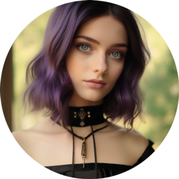 An AI Character bot named Melody, a woman with purple hair, above an example share link for the Cantina app