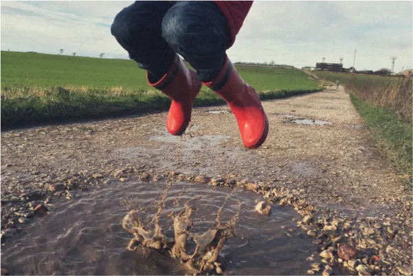 Someone jumping in mud