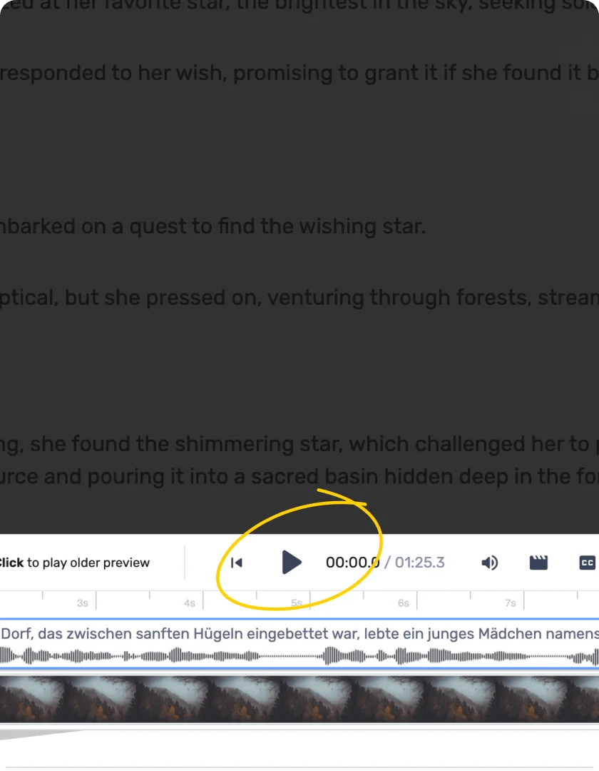 When the translation is complete, you can playback the entire project using the Play button on the slider.