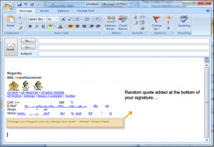 ... shows the output / randomly selected quote in your email signature