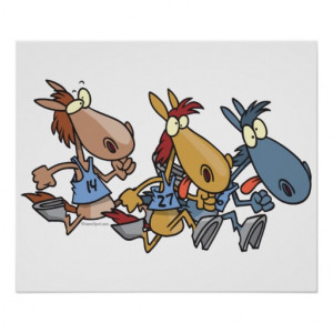 funny horse racing cartoon print