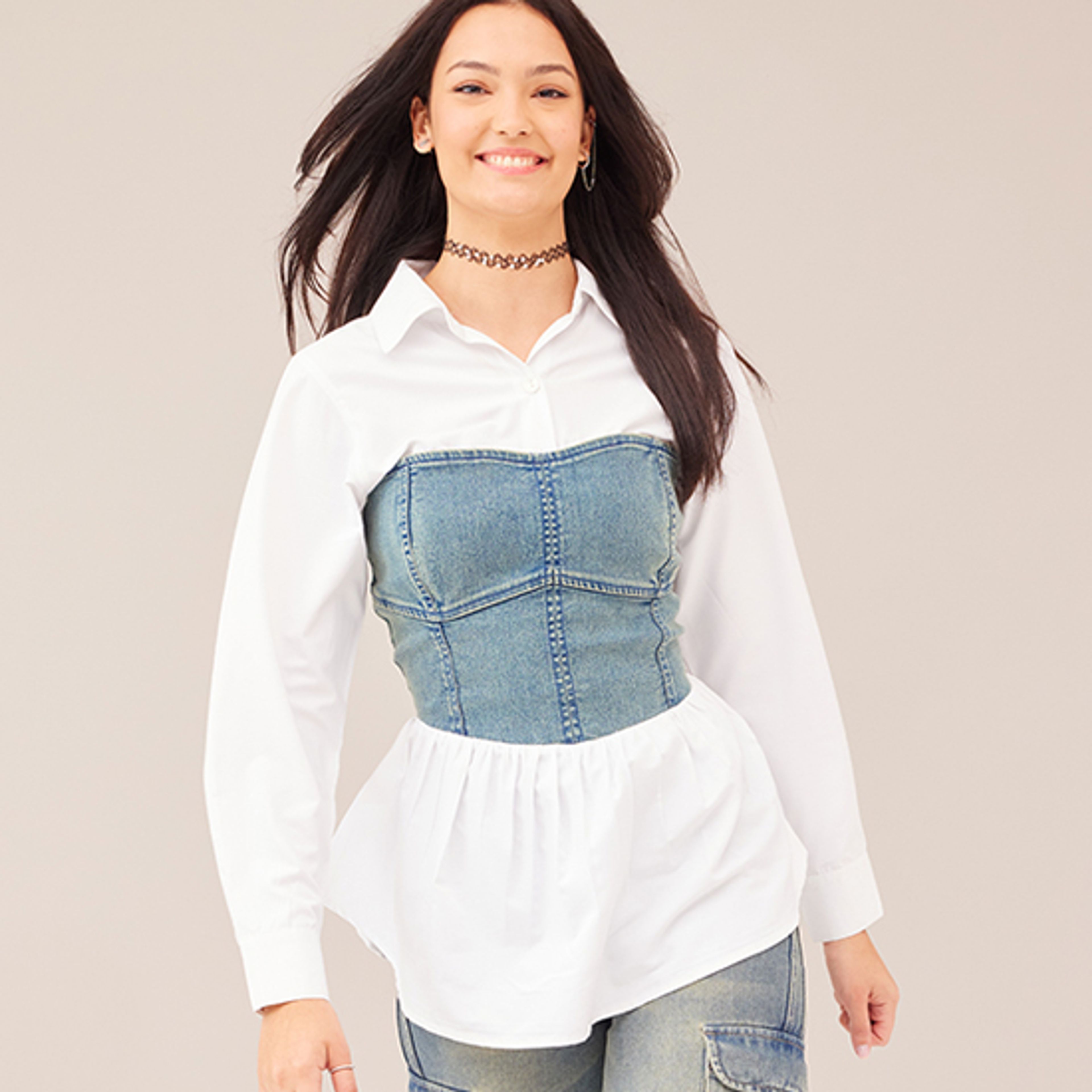 Juniors Denim Corset Tops