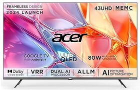 Acer 109 cm (43 inches) Super Series 4K Ultra HD Smart QLED Google TV AR43QDXGU2875AT (Black) 2024 Model