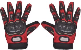 RMA-6007 Romic Leather Motorcycle Full Gloves (Red, Large)