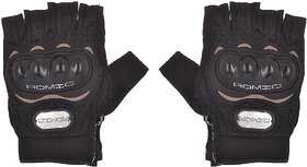 RMA6012  ROMIC MOTORCYCLE HALF HAND GLOVES BLACK-LARGE