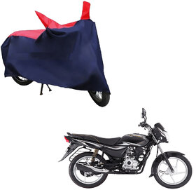 AutoRetail Dust Proof Two Wheeler Polyster Cover for Bajaj Platina 100 Es (Mirror Pocket, Red and Blue Color)