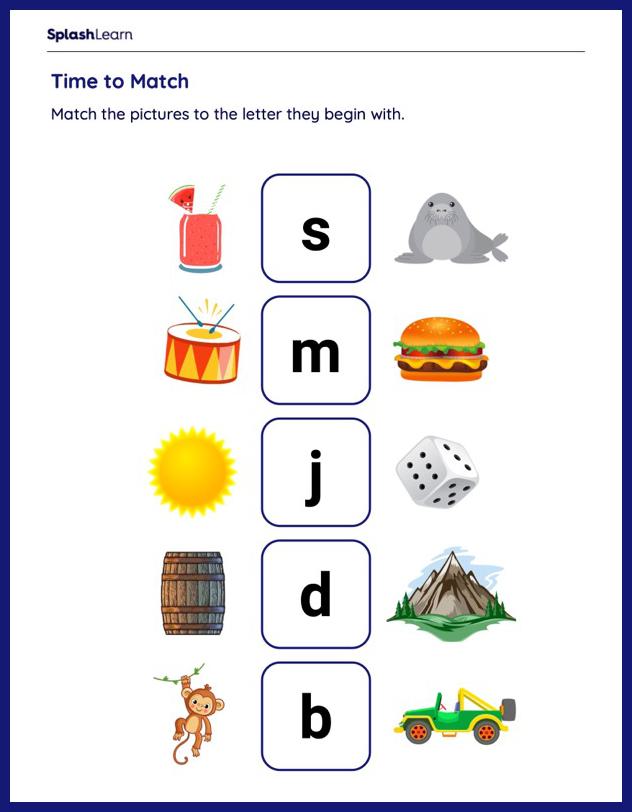 Match Beginning Sounds: Revision Worksheet