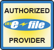 An e-file badge that says Authorized e-file provider