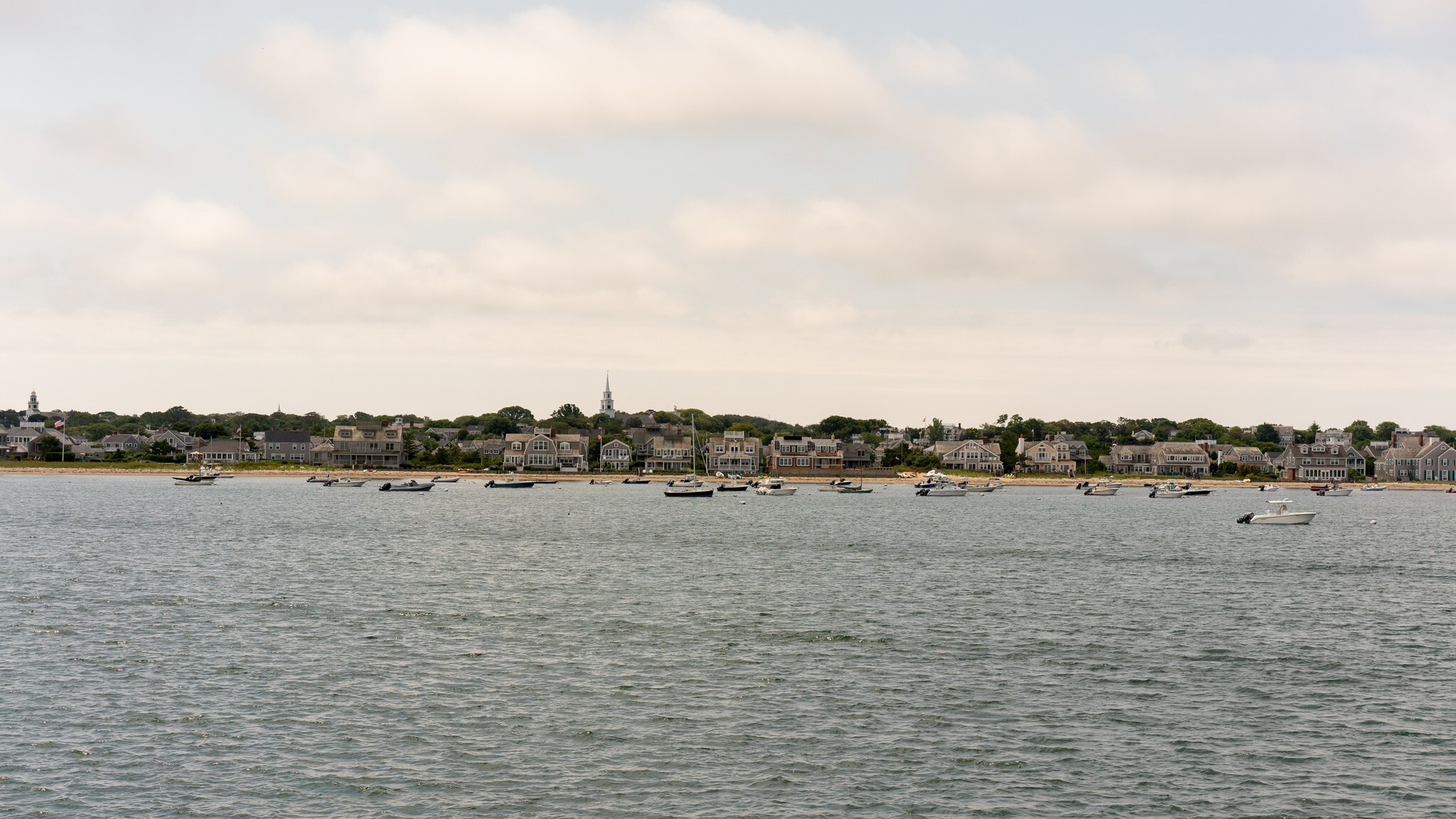 An image of Nantucket from afar, across the water