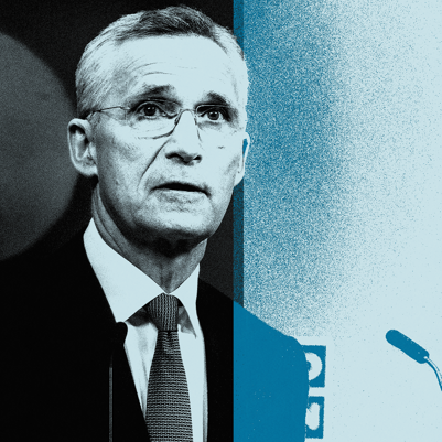 A photo-illustration of the secretary general of NATO Jens Stoltenberg.