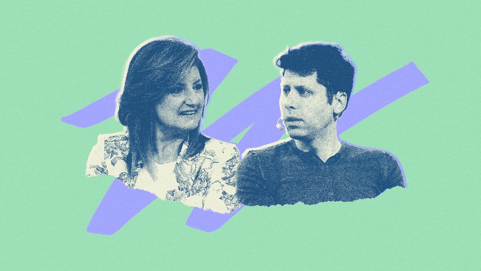 Photo illustration of Arianna Huffington and Sam Altman