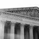 Black-and-white photograph of the Supreme Court building