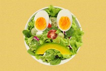 A salad whose components form a frowny face