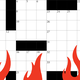 illustration of crossword grid with flames