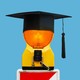 A warning light with a graduation cap on top