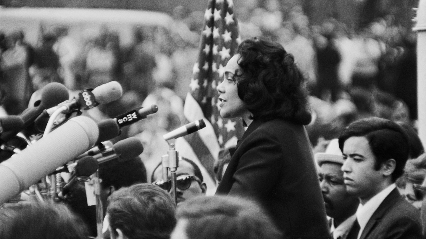 Coretta Scott King speaking at anti-war rally, Central Park