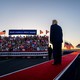 Trump faces a cheering crowd after a rally at the Waco Regional Airport, in Texas.