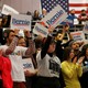 Bernie Sanders supporters at an event in Des Moines, Iowa