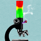 Illustration of a microscope made into a bong