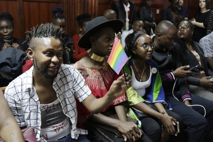 LGBTQ activists attend a court hearing in Nairobi in February.