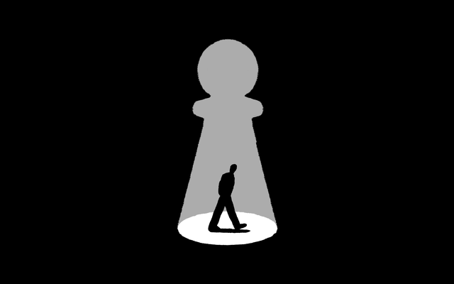 Silhouette of a man inside a chess piece