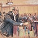 Drawing of Harvey Weinstein in court.