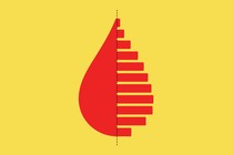 Abstract illustration of a drop of blood, with bar-chart lines extending from one side