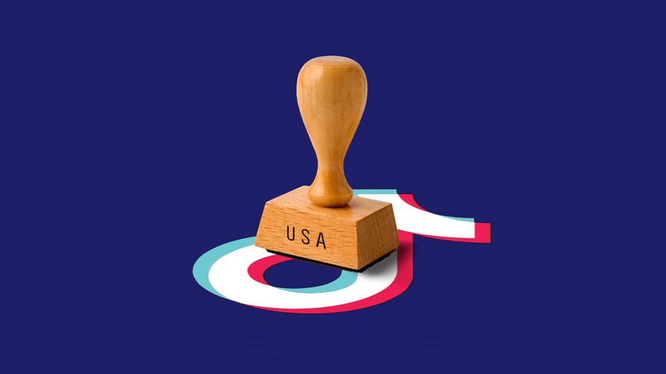 a USA stamp on top of the tiktok logo