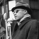 Malcolm X speaking at a Harlem rally, ca. 1962