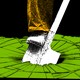 A boot pushes a shovel into the ground, causing cracks to appear.