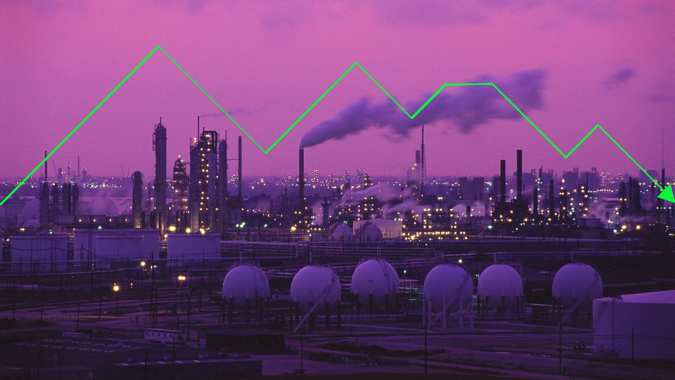 Exxon Oil Drilling Plant against a purple sky