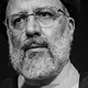 Black-and-white close-up of Ebrahim Raisi