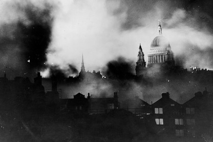 Smoke covering the city of London under siege