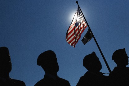 Soldiers with a flag