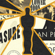 An Oscars statuette over a collage of stills and book covers from the nominated films