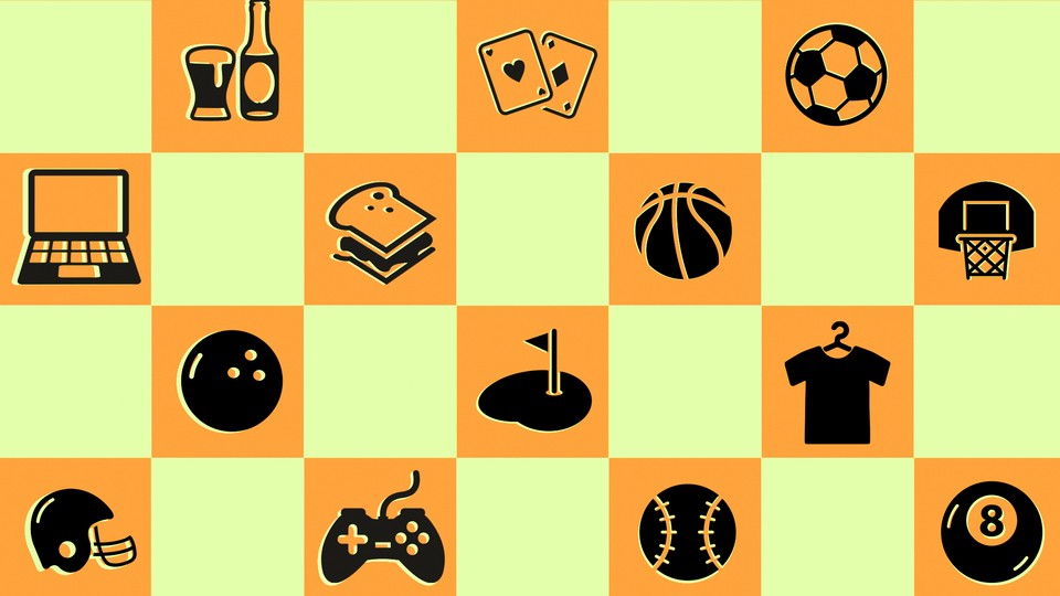 A chess checkerboard with various icons