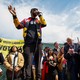 Christian Smalls leading a rally for the Amazon Labor Union with Bernie Sanders