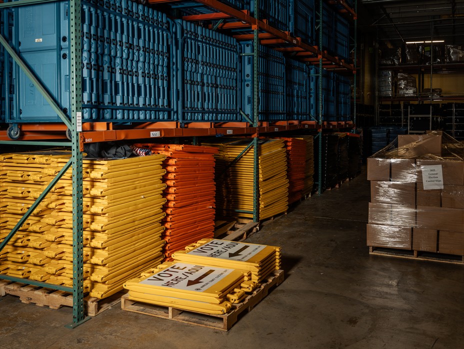 Picture of the warehouse section of the Election center in Phoenix, Arizona