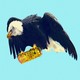 Illustration of a bald eagle clutching a canned yerba mate drink in its talons