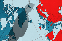 A map of Europe with the shadow of Donald Trump looming over it